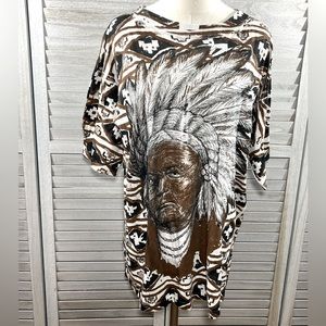 MEGA TOP 100% Cotton Native American Graphic Tee-Large